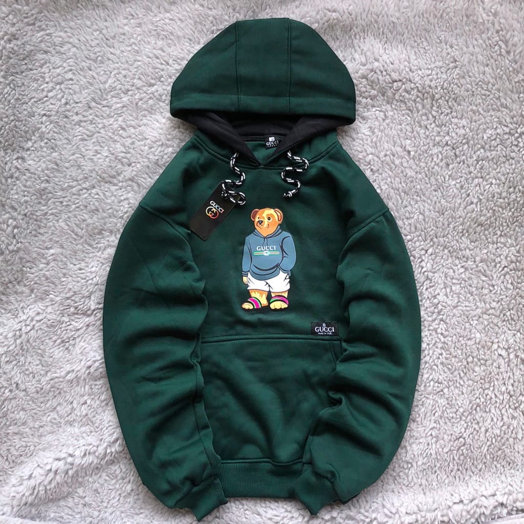 Jaket Hoodie Gucci Hijau Sweater Hoodie GUCCI Bear Original Distro Untuk Pria Dan Wanita Premium Bahan Tebal