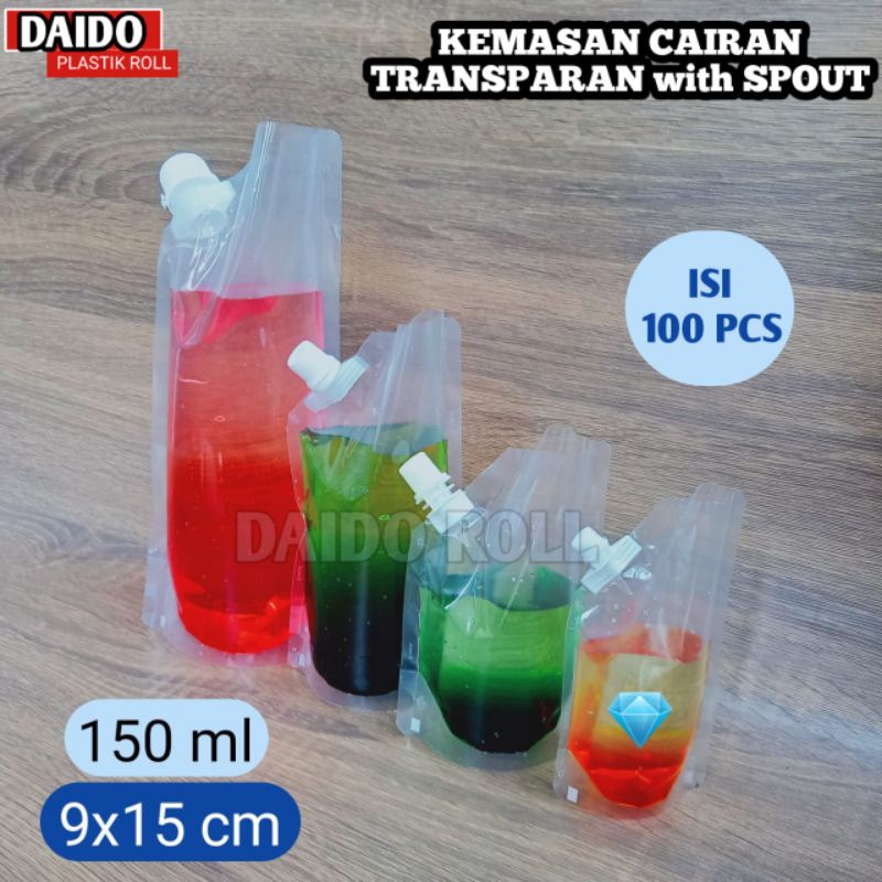 Jual Isi 100 Pcs Spoutpack 150ml Standing Pouch Bening Transparan Cairan Spout Kpack Kemasan 