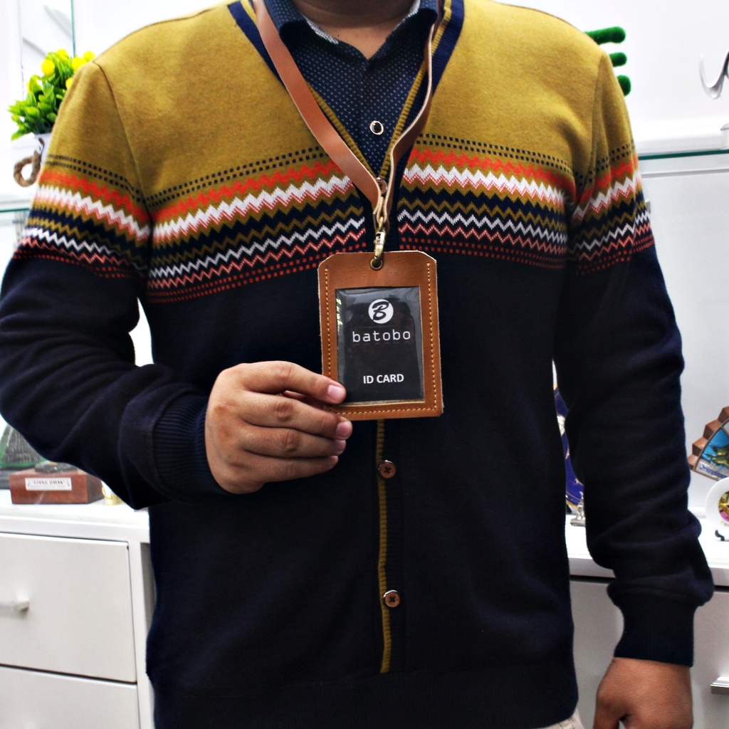 Jual Id card Gantungan ID Card Holder Name Tag Kulit Asli B001533 ...