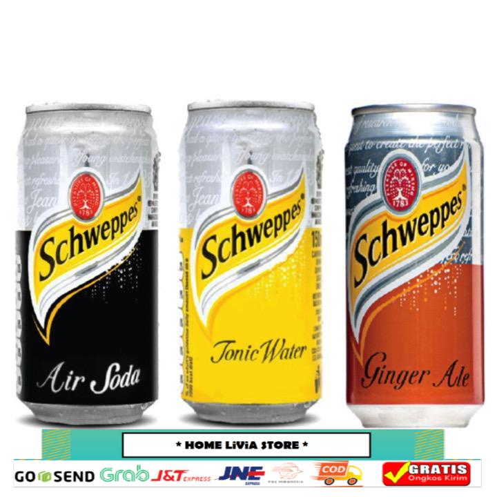 Jual Schweppes Soda Water Sleek Can 330 Ml + Ginger Ale Sleek Can 330 ...