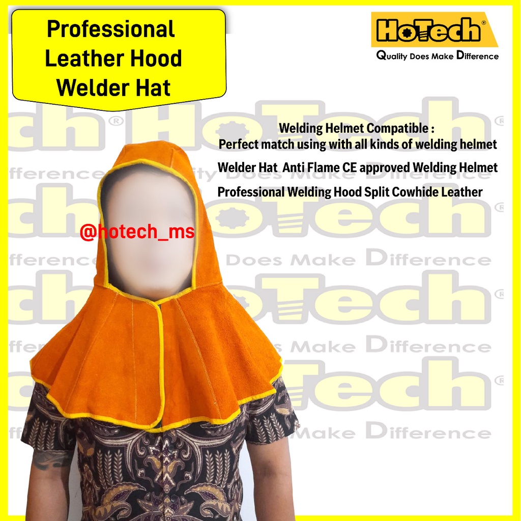 Jual Leather Hood Welder Hat Professional | Topi Las Bahan Kulit Sapi ...