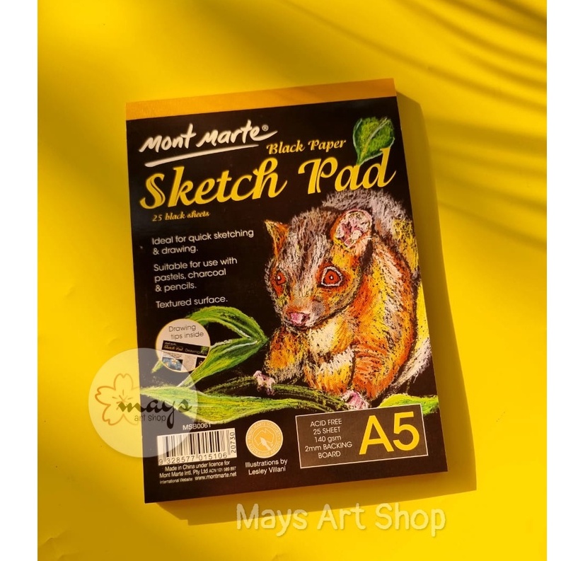 Black Paper Sketch Pad 25 Sheet 140gsm A5 (msb0061)