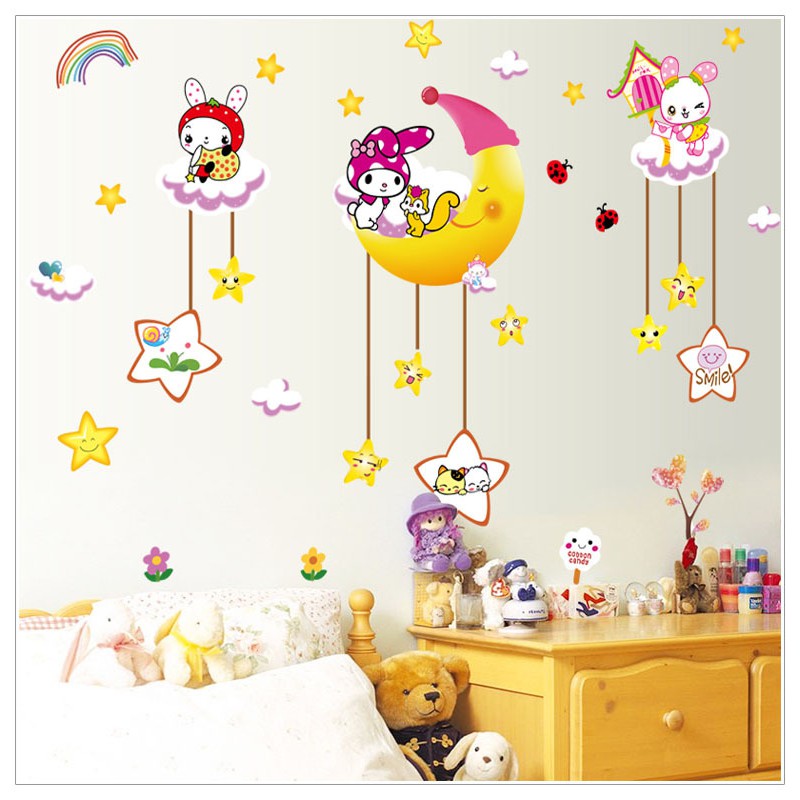 Jual RELIZA WALL STICKER BULAN SABIT SLEPPING GOOD NIGHT AY9258 STIKER