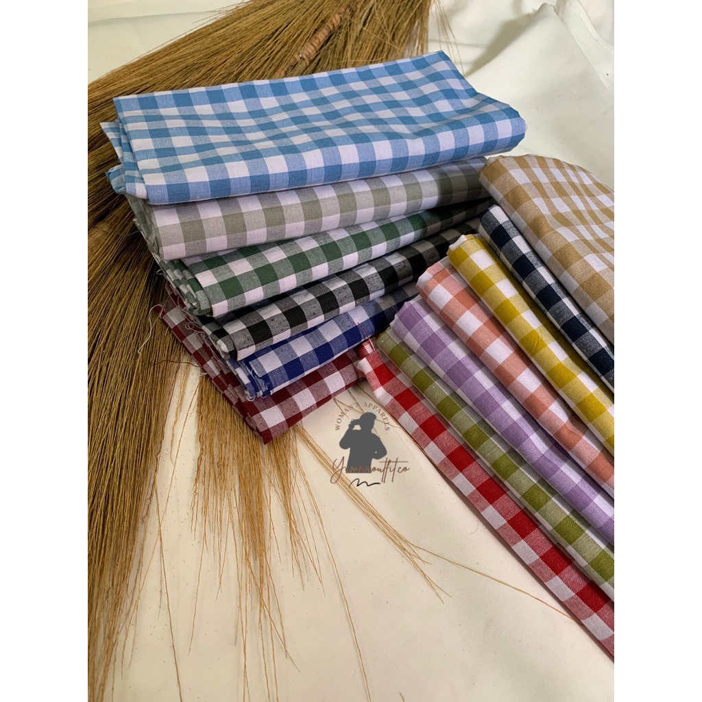 Jual (HARGA 0,5m) KAIN KATUN SEMI LINEN KOTAK KOTAK BESAR / PLAID