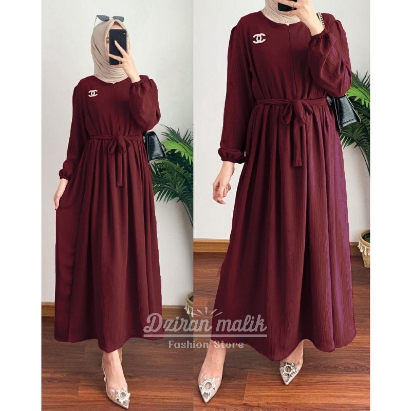 Jual Bavina Midi Dress Wanita Gamis Busui Pakaian Muslim Wanita