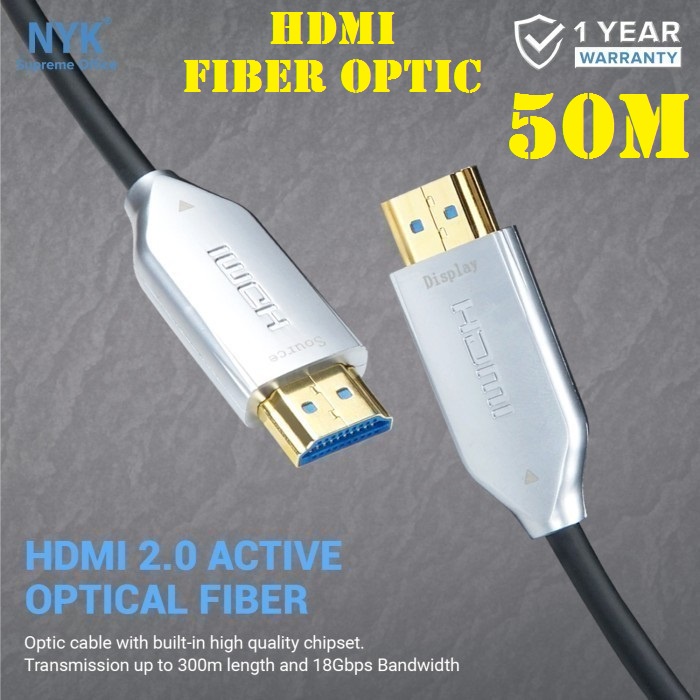 Jual NYK 50M Kabel Active Fiber Optic HDMI 2160P ULTRA HD 4K 50M ...