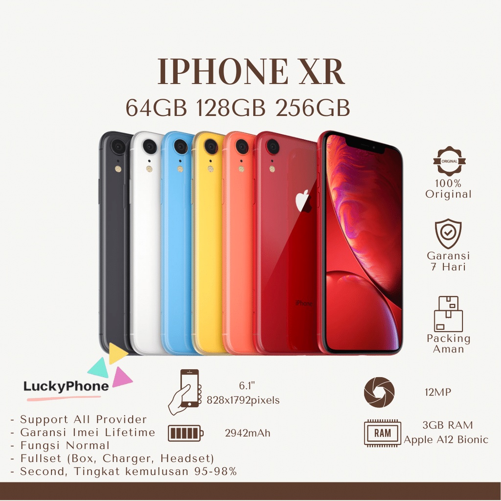 Jual Iphone XR 64GB 128GB 256GB SECOND BEKAS ORIGINAL FULLSET | Shopee