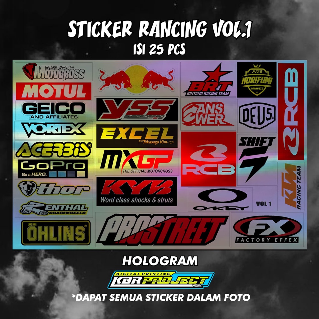 Jual [COD] STICKER PACK RACING VOL.1 | STICKER PACK Hologram murah isi ...