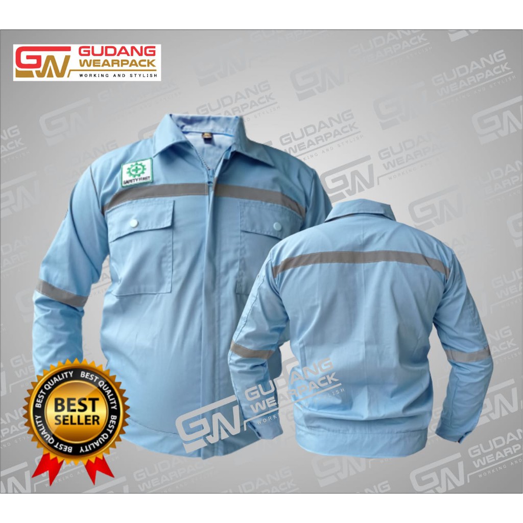 Jual Gudang Wearpack - Baju Kerja Seragam Proyek Warna Biru Muda Telor