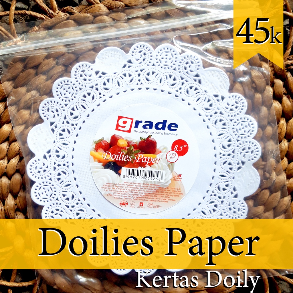 Jual Kertas Doilies Paper Grade size 8.5" diameter ( 21.5cm ) isi 250 lembar Kertas Alas Renda