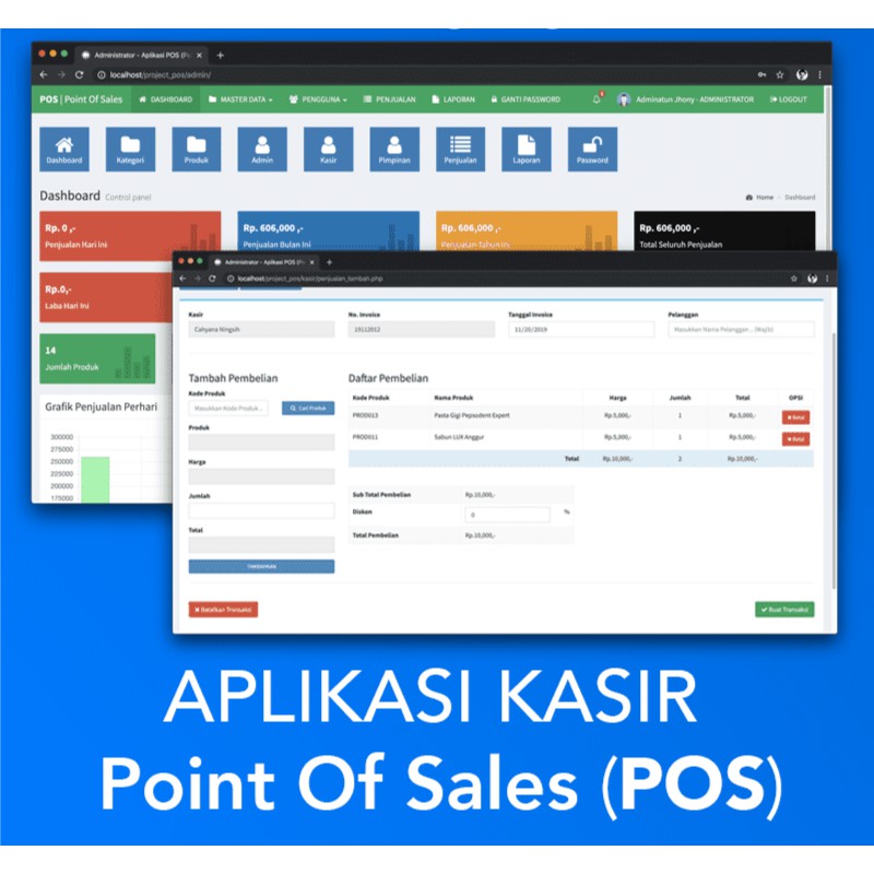 Aplikasi Web Sistem Informasi Penjualan Kasir Point Of Sales (POS) PHP MySQLi & Ajax