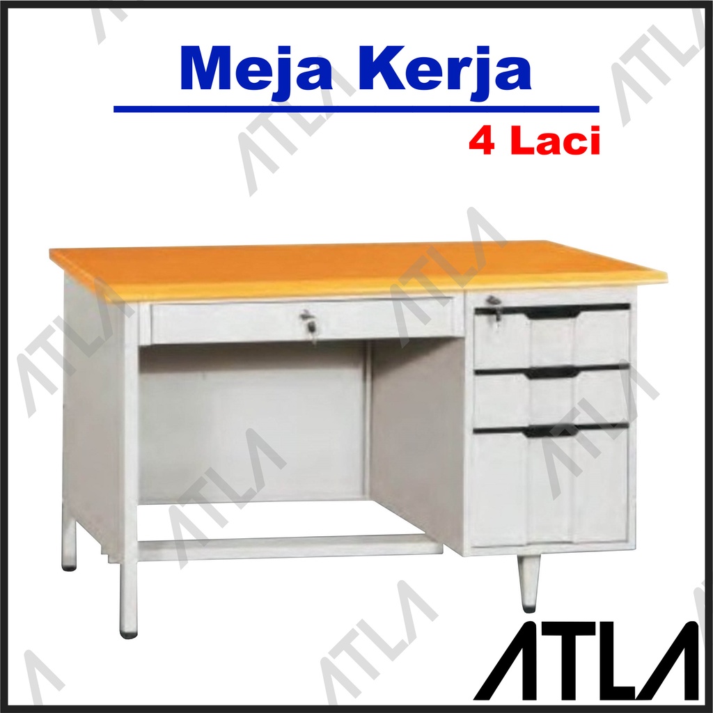 Jual Meja Tulis Belajar Kantor Kerja 4 Laci Steel Office Desk Besi ...