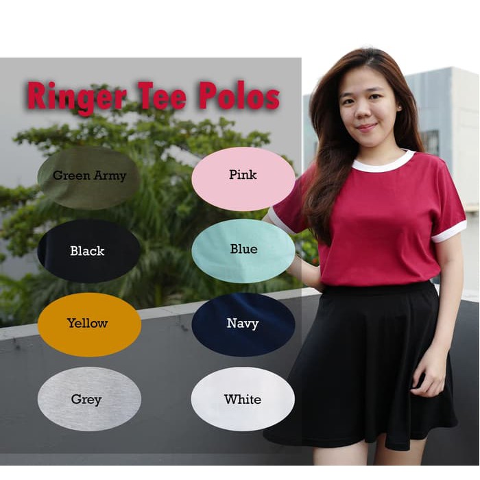 Jual Ringer Tee Warna / Grosir Kaos Ringer/ Kaos Warna Polos Maroon ...