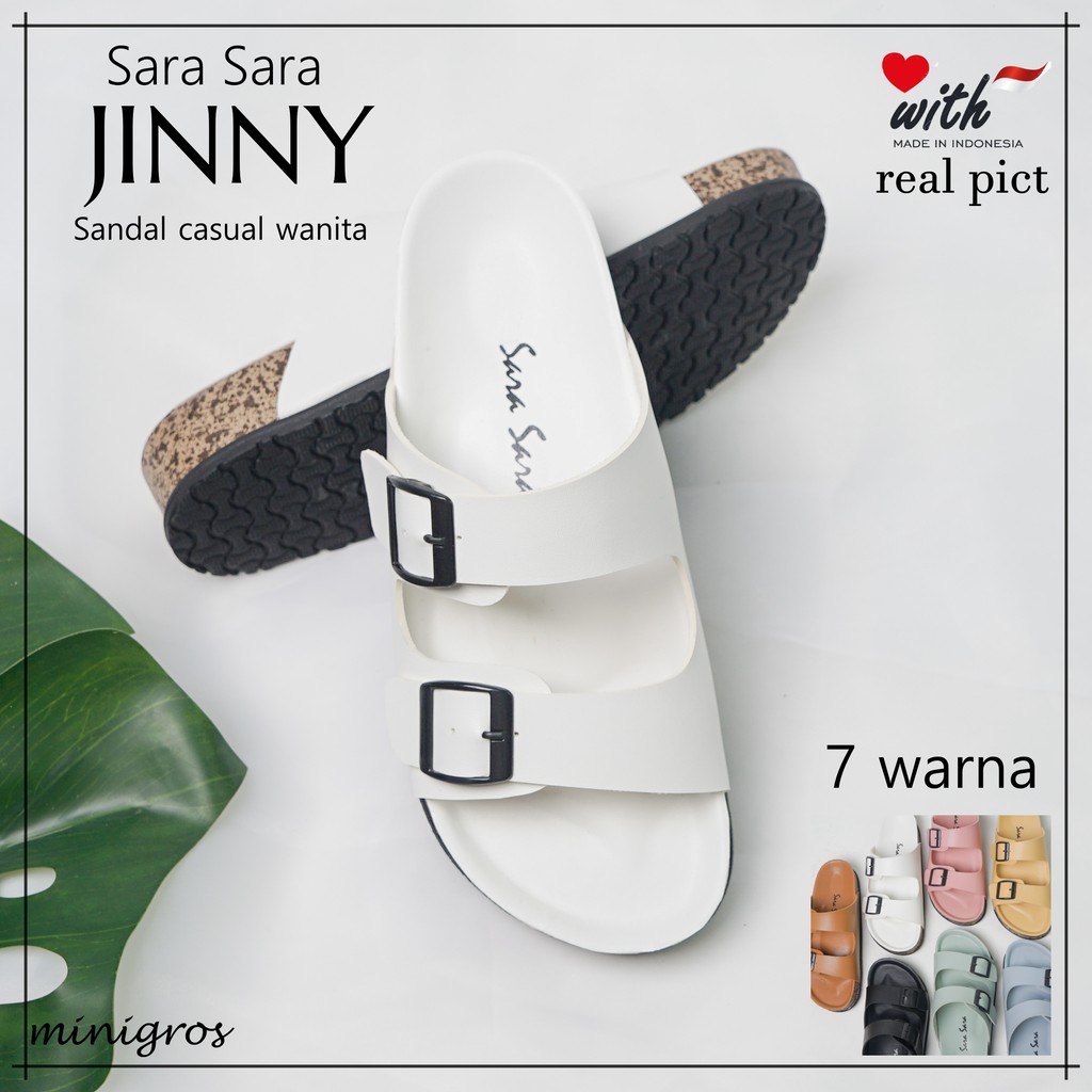 Jual Sara Sara Jinny Sandal Wanita Casual Sandal Slop Puyuh Kekinian Model Birken Ban Dua 