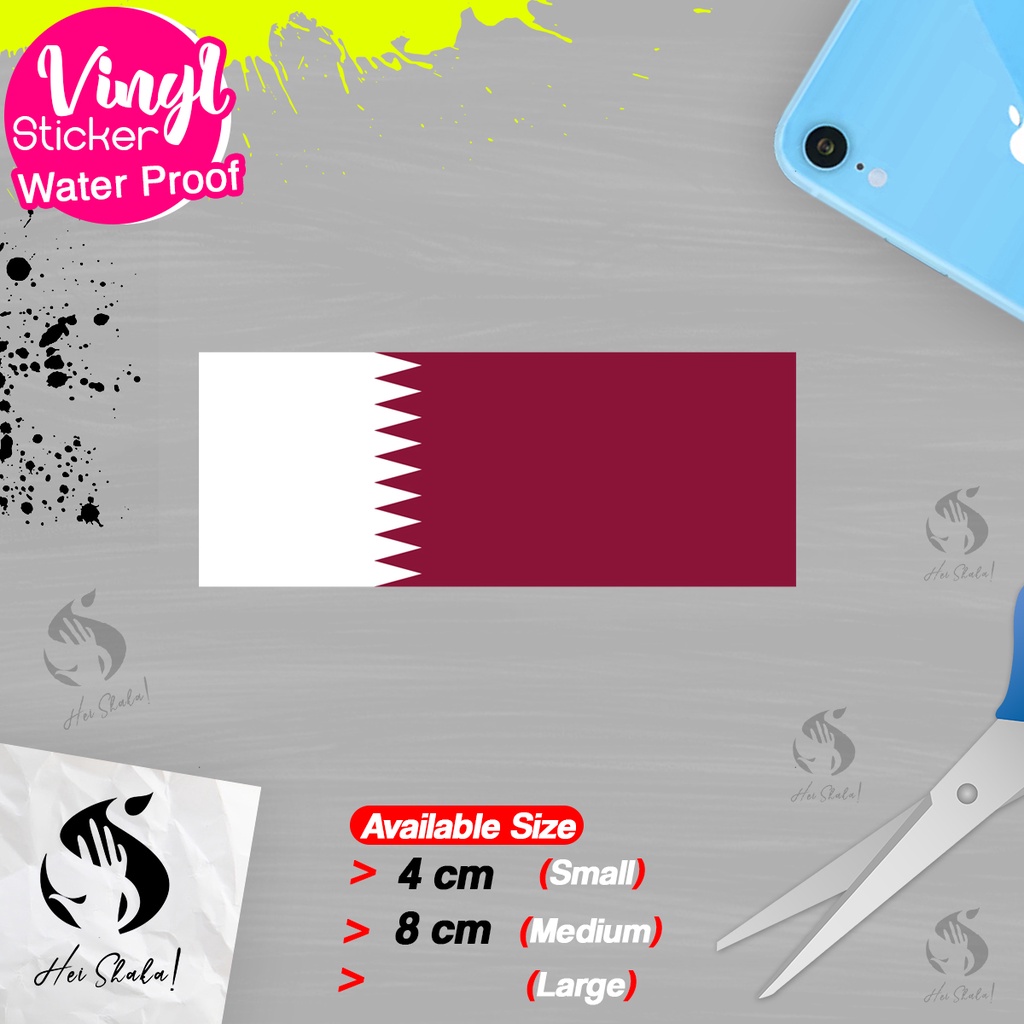 Jual Stiker Qatar Sticker Vinyl Satuaan Motif Bendera Negara Dunia