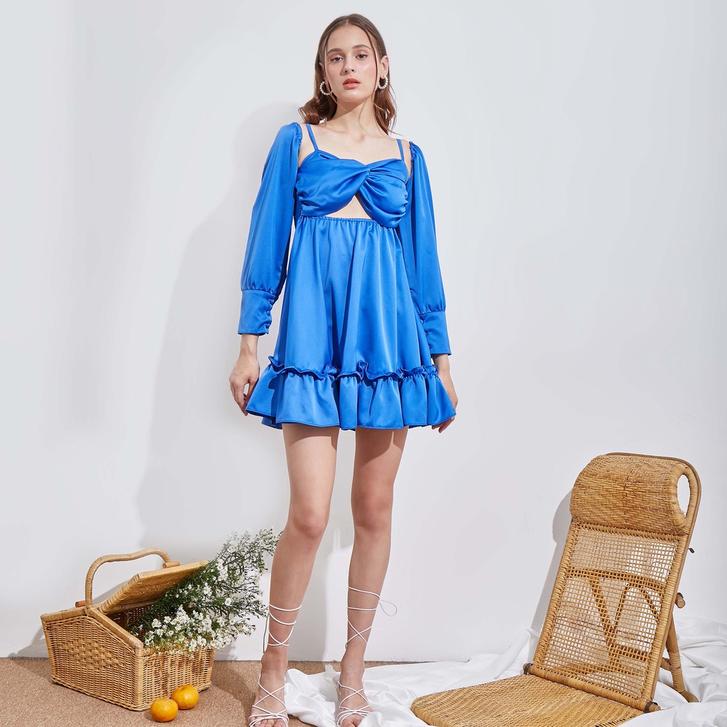 Jual Monte Dress in Electric Blue // summer dress blue / mini dress blue /  summer mini dress electric blue / summer dress mini / mini summer dress /  satin mini dress /