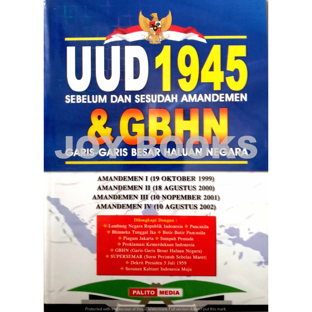 Jual BUKU UNDANG UNDANG DASAR UUD 1945 GBHN SEBELUM DAN SESUDAH ...