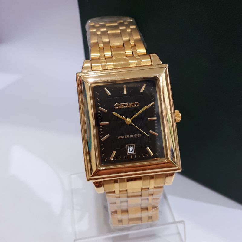 Jam tangan Seiko Kw Super Tanggal Gold Rantai Murah Kotak Pria Wanita