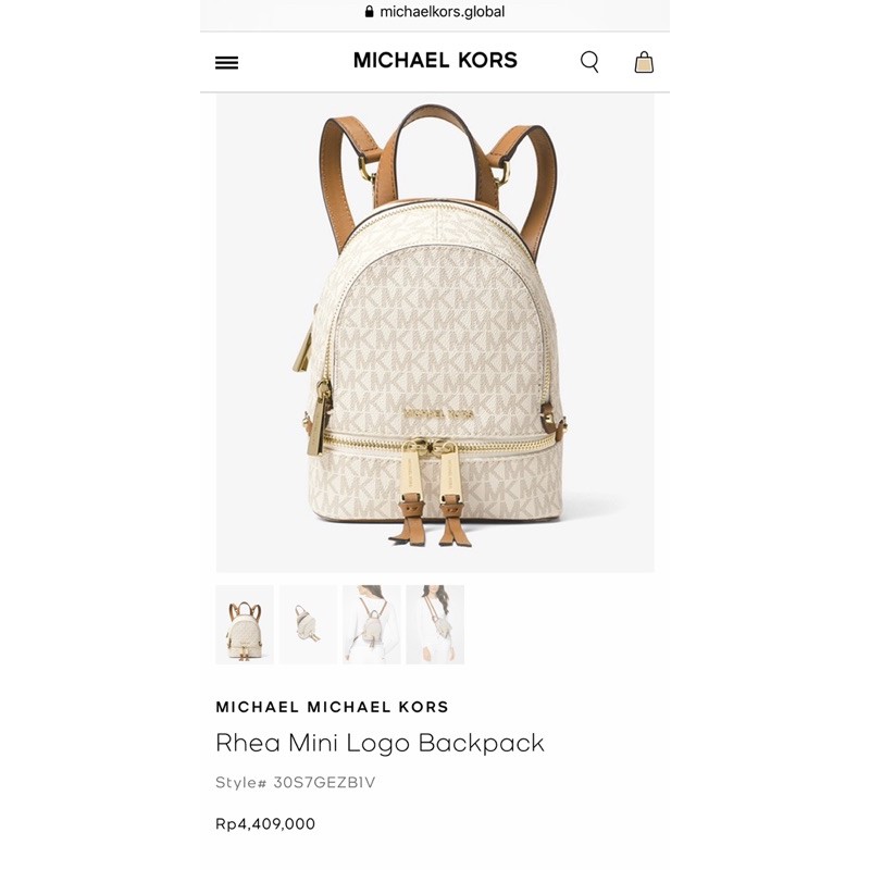 Jual 4.4JT Michael Kors Rhea Mini Logo Backpack Original (MK) | Shopee ...
