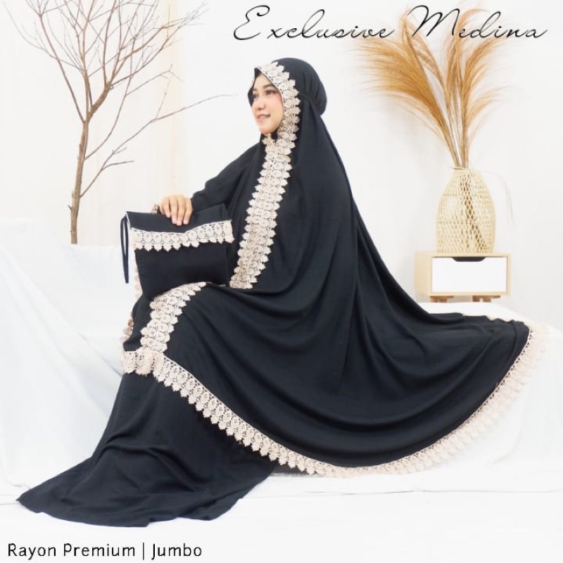 Jual mukena rayon premium renda jumbo warna hitam- mukena exclusive ...