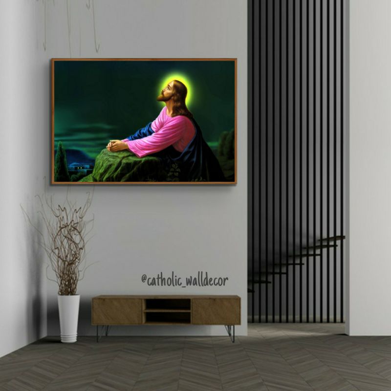 Jual Hiasan dinding Kristen Katolik gambar Tuhan Yesus berdoa ditaman