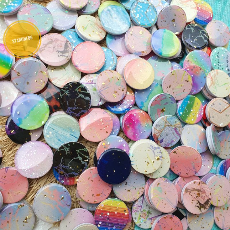 Jual Pop Socket Round Glitter Rainbow Marble (KIRIM RANDOM) | Shopee ...