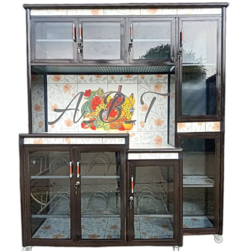 Jual rak piring 8 pintu full kunci kaki roda | Shopee Indonesia