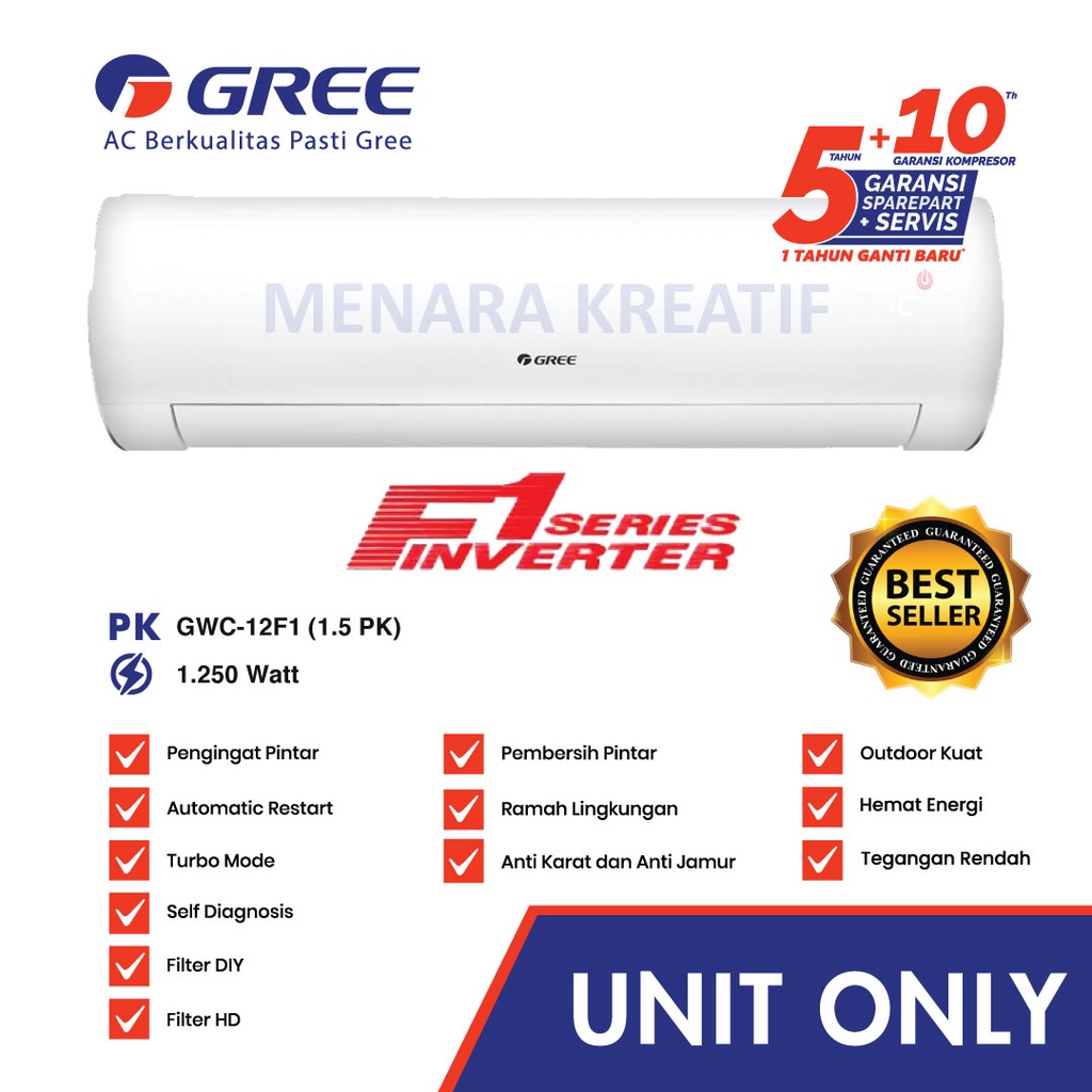 Jual Ac Gree Gwc 12f1 Low Watt Ac Split 15 Pk Shopee Indonesia 0455