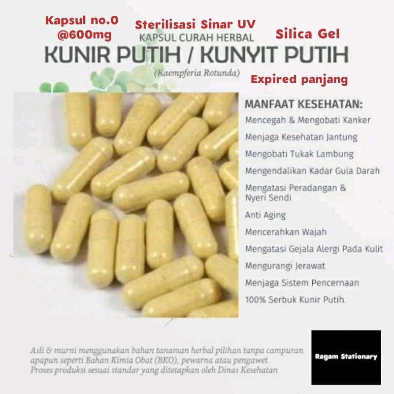 Jual Kapsul Bubuk Kunyit Kunir Putih Herbal Jamu Obat Curah 100 Butir Shopee Indonesia 7551