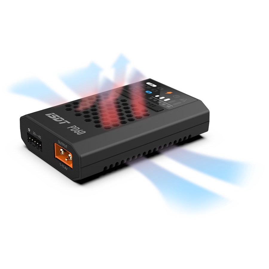 ISDT PD60 Chargeur Lipo 60W 6A – USB-C, Compatible 1-4S LiPo/LiFe/LiHv/NiMH/Pb – Compact 56x85x21 Mm – Pour RC