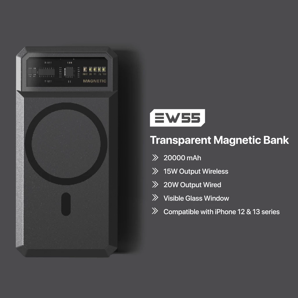 KiiP Wireless EW55 Power Bank Magnetic Magsafe 20W Fast Charging Type C PD 20000mAh