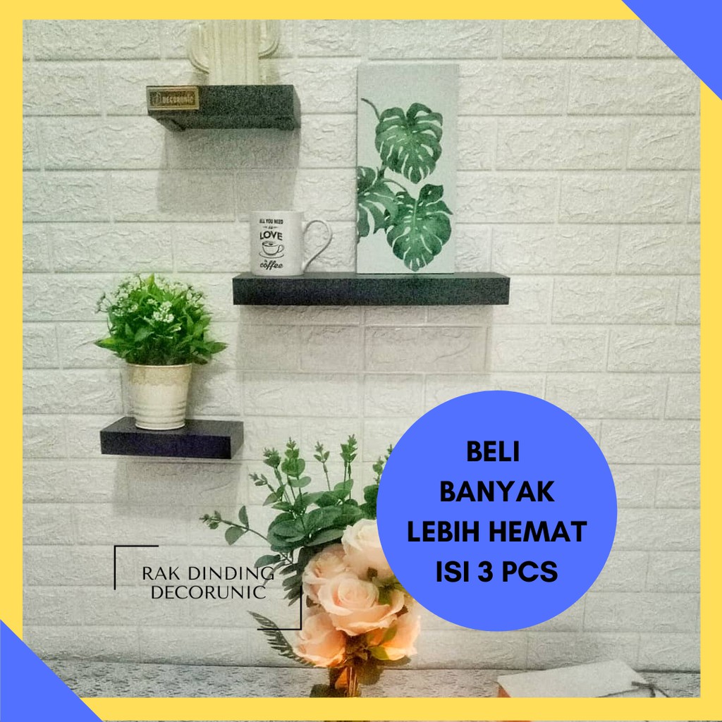 Jual Ambalan Rak Dinding Floating Shelf Minimalis Isi 3 Pcs Uk 20 20 40cm Dekorasi Hiasan 5028