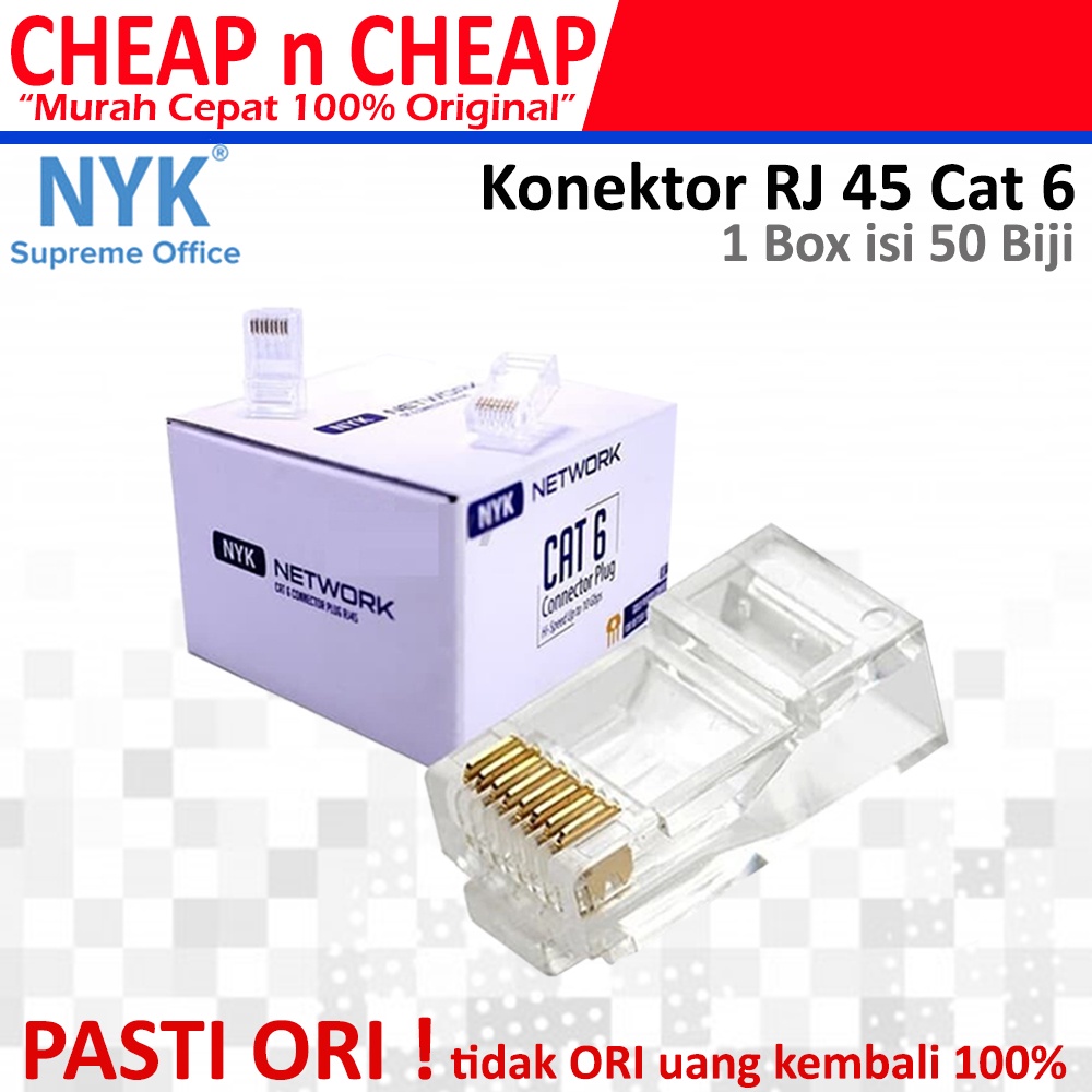 Jual NYK Konektor RJ 45 Cat 6 isi 50pcs - Connector UTP Kabel Lan RJ45 ...