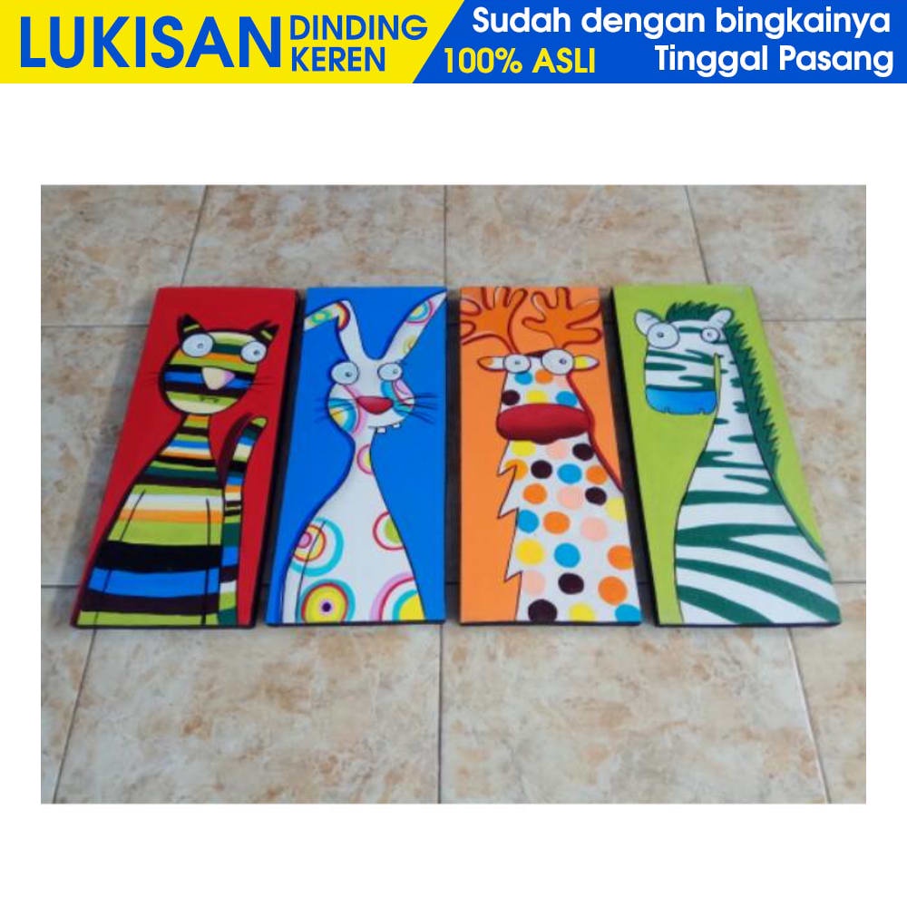 Jual Lukisan kartun binatang unik full colour kaligrafi hiasan dinding ...