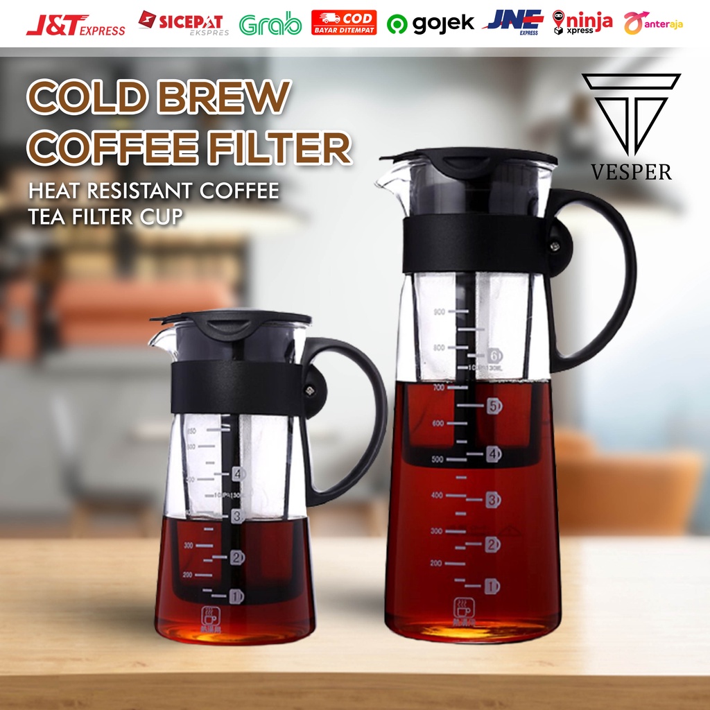 Jual cold brew coffee pot tea maker mizudashi glass with scale 650ml ...