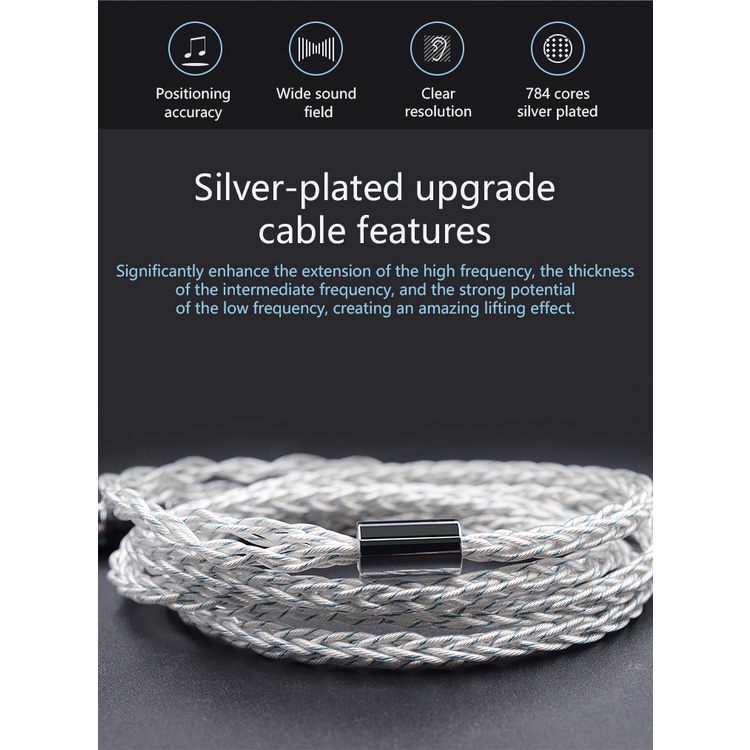Jual KZ 8 Cores Silver Blue Mixed 784 Core Upgrade Cable 90-8 Kabel KZ ...