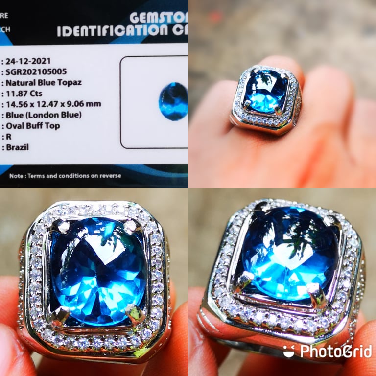 Jual Batu Permata Natural Blue Topaz London Cuting Bawah Kristal ( Blue  Colour ) + Memo SGR Lab | Shopee Indonesia