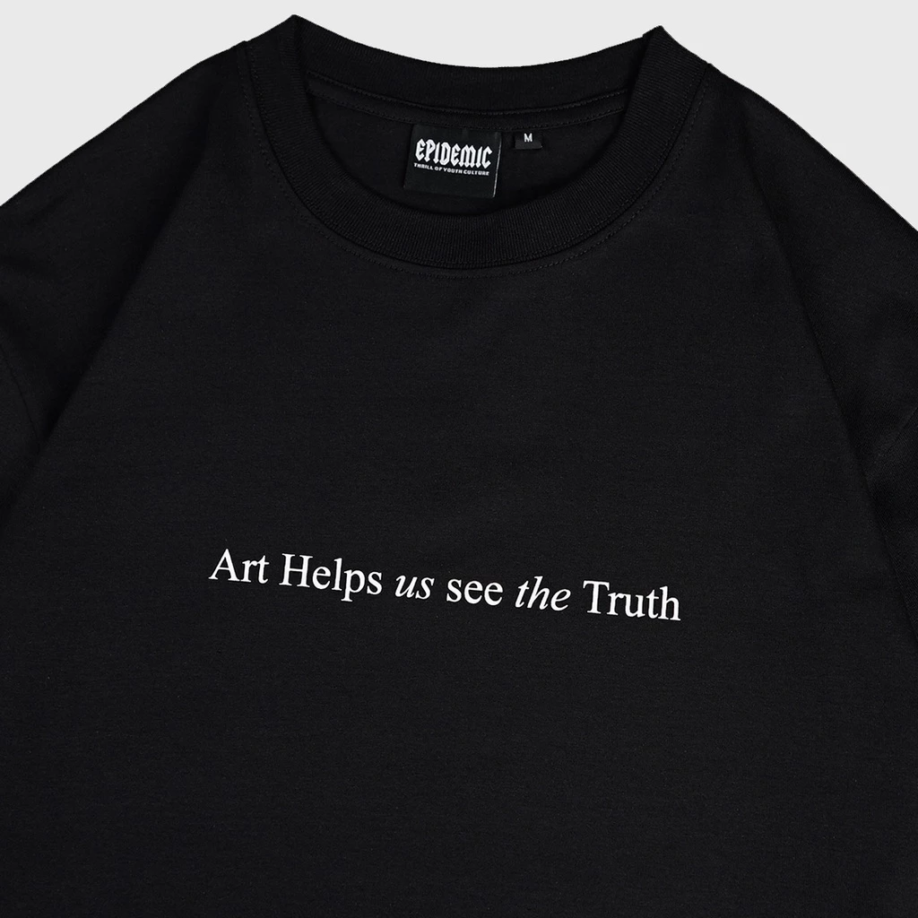 Epidemic T-Shirt Defacement Black American Cotton 20s Premium Pria Streetwear foto 3