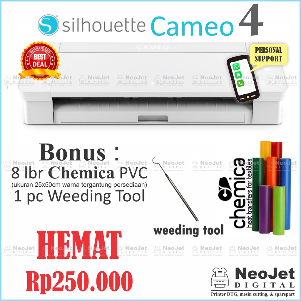Jual Mesin Cutting Sticker Cameo 4 Bonus Polyflex Chemica PVC Perancis ...