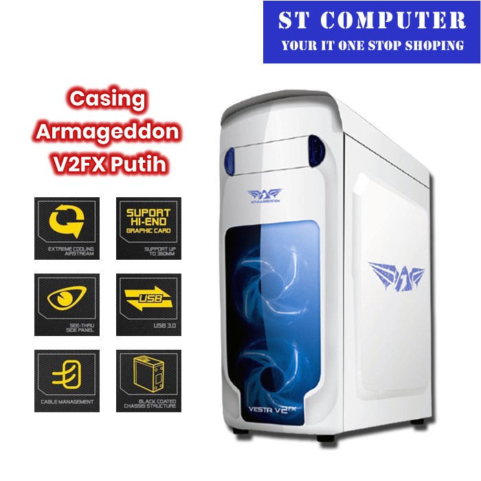 Jual Casing Gaming Armaggedon V2FX Putih | Shopee Indonesia
