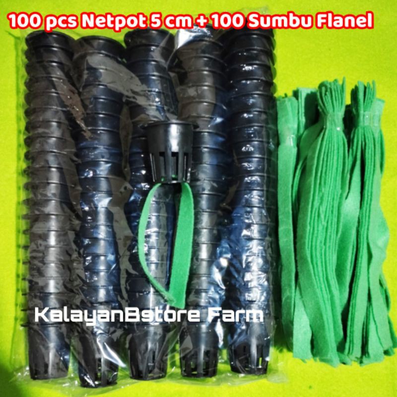 NETPOT 5 CM ISI 100 BUAH+100 PCS SUMBU FLANEL