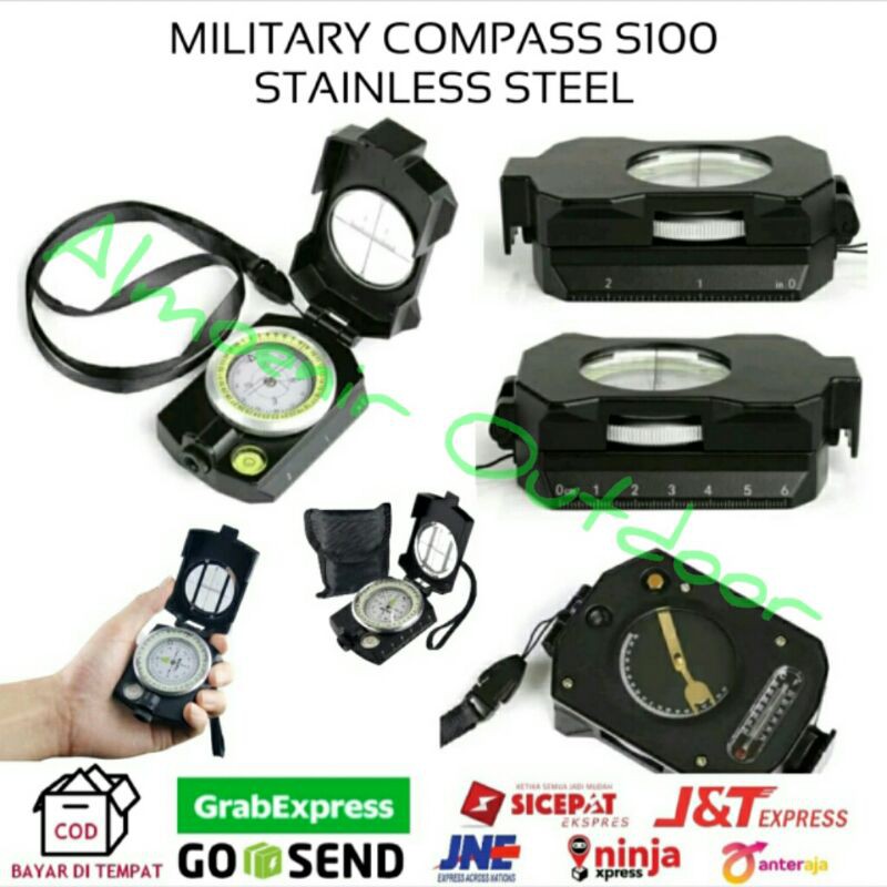 Jual Kompas Military S100 Penunjuk Arah Kiblat Survival Stainless Steel ...