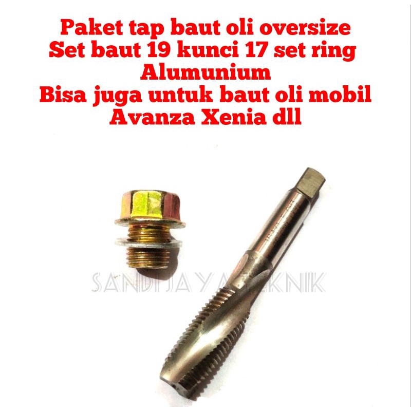 Jual paket tap baut oli oversize motor / mobil set baut 19 kunci 17