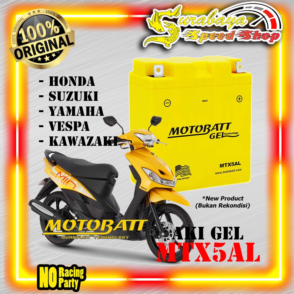 Jual Motobatt Aki Kering Aki Motor Gel Tipe MTX5AL Astrea Grand Supra ...