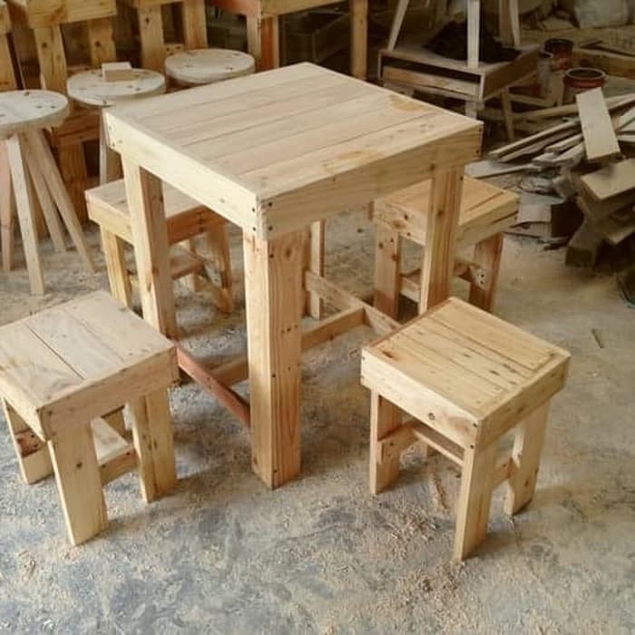 Jual Meja Kursi Kafe Rustic 1set Meja Makan Resto Warkop Kayu Jati ...