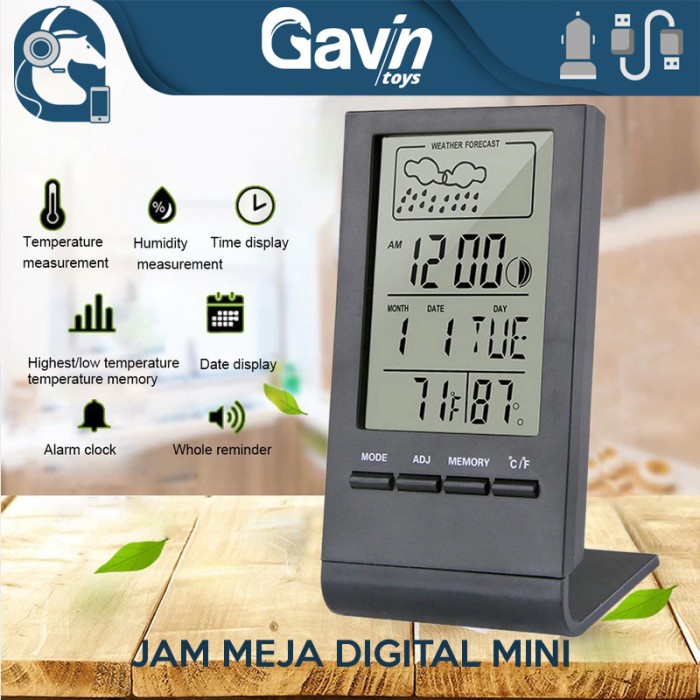 Jual Jam Meja Digital Termometer Ruangan Temperature Humadity Jam Mini