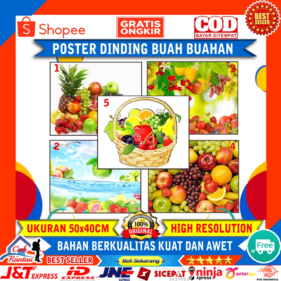 Jual Hiasan Poster Pajangan Dekorasi Dinding Gambar Buah Buahan Segar ...