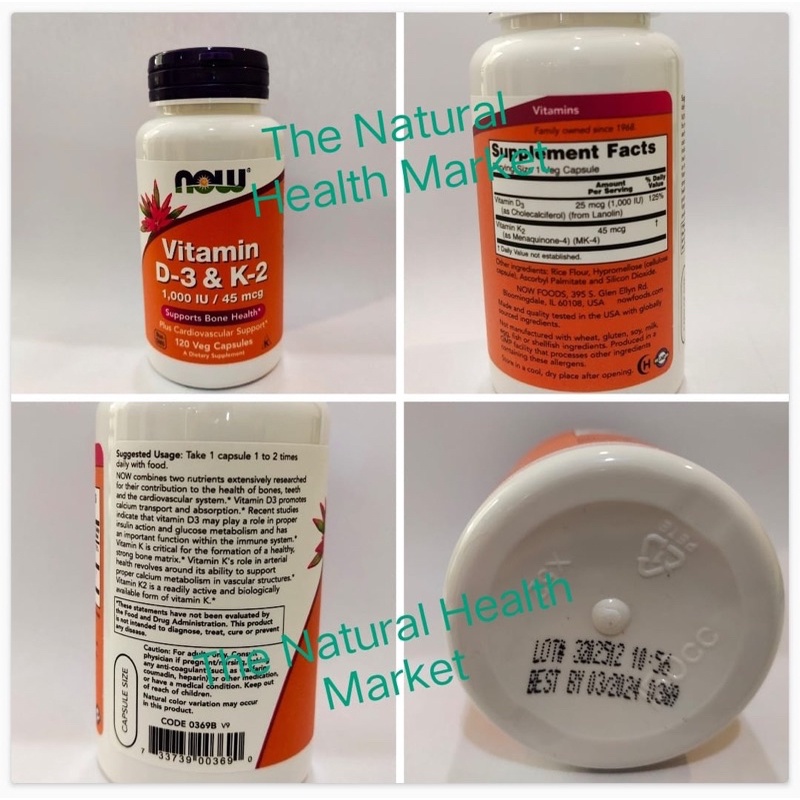 Jual NOW VITAMIN D3 1000 IU & K2 45 MCG 120 VEG CAPSULES ORIGINAL USA