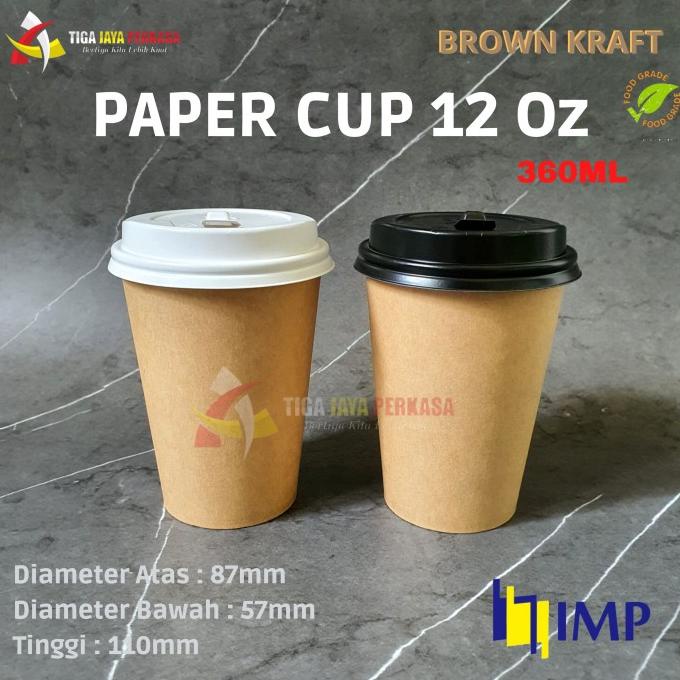 Jual >>>>>] Brown Kraft Paper Cup 12 oz 360ml / Gelas Kopi Panas 50 Pcs ...