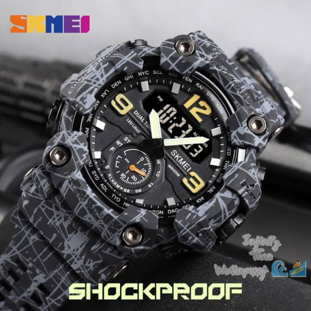 Jual Jam Tangan Cowok Skmei 1637 Strap Rubber Dualtime Kualitas